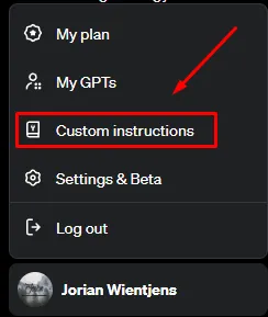 Custom instructions optie in ChatGPT