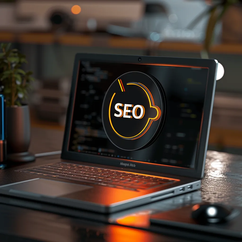 Ethical SEO, laptop with SEO logo