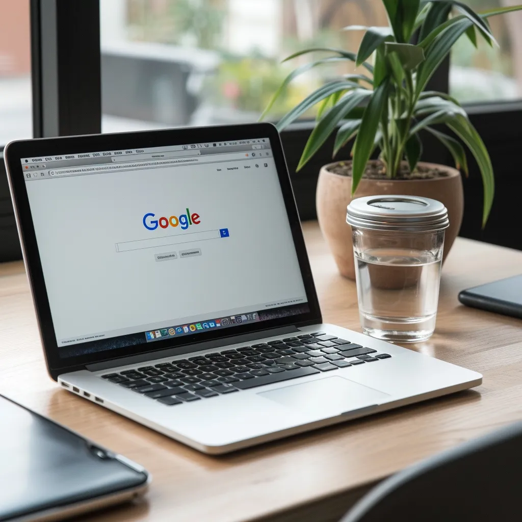 Hoger in Google komen met SEO, Laptop met google SEO SERPS